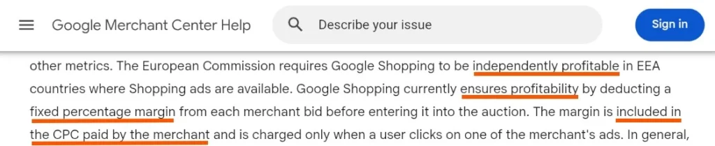 Google-Aussage zur Marge des Google-eigenen CSS